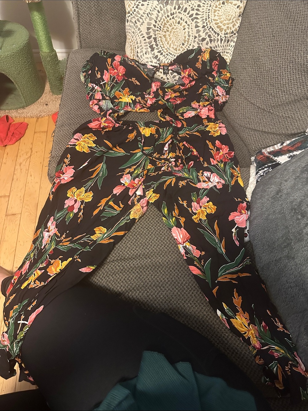 Floral print crop top set